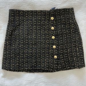 Black and Gold Tweed Mini Skirt
